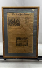 Load image into Gallery viewer, Vintage The New York Times Newspaper Collectible Front Page Certificate Framed