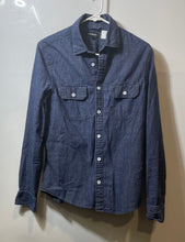 Load image into Gallery viewer, Express Mens Blue Cotton Long Sleeve Collared Button-Up Shirt Size Small