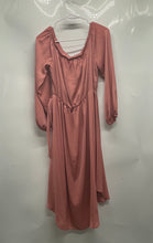 Load image into Gallery viewer, Forever 21 Womens Rose Long Sleeve Scoop Neck Side Tie A-Line Dress Size Large