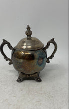 Load image into Gallery viewer, Vintage Silver Plated Engraved Double Handle Footed Sugar Bowl With Lid