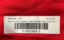 Load image into Gallery viewer, Calvin Klein Womens Red Long Sleeve Pockets Hooded Dress Size 1X