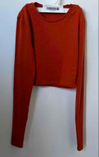 Load image into Gallery viewer, Zara Womens Rust Long Sleeve Round Neck Pullover Cropped T-Shirt Size Medium