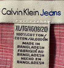 Load image into Gallery viewer, Calvin Klein Mens Red Cotton Long Sleeve Spread Collar Dress Shirt Size XL