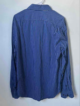 Load image into Gallery viewer, Express Design Studio Mens Blue Striped Modern Fit Long Sleeve Dress Shirt Sz L