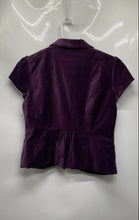 Load image into Gallery viewer, H&M Womens Purple Velvet Notch Lapel Cap Sleeve One-Button Blazer Jacket Size 12