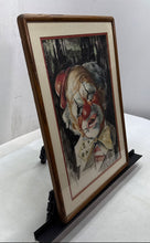 Load image into Gallery viewer, Vintage Sad Melancholic Clown Art Portrait Framed Signed Oil Painting On Board