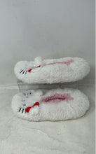 Load image into Gallery viewer, Sanrio Womens White Pink Hello Kitty Winter Warm Fluffy Slip-On Slippers