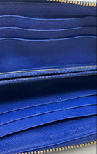 Load image into Gallery viewer, Michael Kors Womens Blue Saffiano Leather Inner Divider Zip-Around Wallet