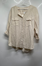 Load image into Gallery viewer, Talbots Womens Beige Roll Tab Long Sleeve Button-Up Shirt Size L With Tag