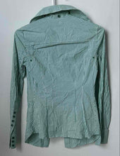 Load image into Gallery viewer, Armani Exchange Womens Green Striped Print Long Sleeve Button-Up Shirt Size XS