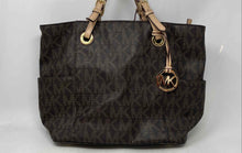 Load image into Gallery viewer, Michael Kors Womens Jet Set Brown Monogram Print Double Handle Tote Handbag
