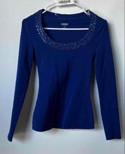 Load image into Gallery viewer, Express Womens Blue Long Sleeve Scoop Neck Sexy Stretch Blouse Top Size XS