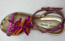 Load image into Gallery viewer, Kate Spade Womens Gold And Purple Leather Fringe Ankle Strap Sandals Size 6.5M