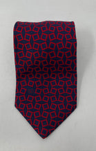 Load image into Gallery viewer, Valentino Mens Red Blue Geometric Silk Keeper Loop Adjustable Pointed Tie
