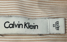 Load image into Gallery viewer, Calvin Klein Mens Orange Striped Long Sleeve Spread Collar Dress Shirt Size 17