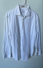 Load image into Gallery viewer, Calvin Klein Mens White Stretch Long Sleeve Spread Collar Dress Shirt Size L