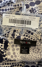 Load image into Gallery viewer, Style & Co. Womens Blue White Printed 3/4 Sleeve Split Neck Blouse Top Size 6