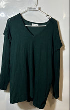 Load image into Gallery viewer, Calvin Klein Womens Green Long Sleeve V-Neck Stretch Pullover Sweater No Size