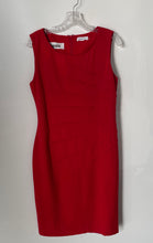 Load image into Gallery viewer, Calvin Klein Womens Red Sleeveless Pleated Back Zip Round Neck Sheath Dress Sz 8