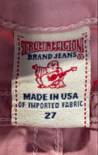 Load image into Gallery viewer, True Religion Womens Rose Pink Denim Light Wash Pockets Skinny Leg Jeans Size 27
