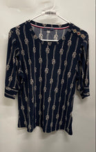 Load image into Gallery viewer, Tommy Hilfiger Womens Blue Rope Knot Print Short Sleeve Blouse Top Size L