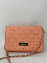 Load image into Gallery viewer, Bebe Womens Orange Leather Studded Mini Shoulder Crossbody Bag