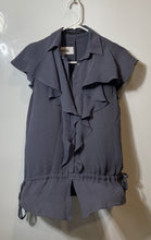 Load image into Gallery viewer, Zara Basic Womens Gray Flared Sleeve Drawstring Waist Ruffle Blouse Top Size XS