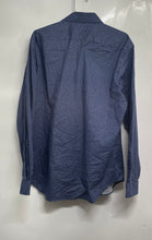 Load image into Gallery viewer, Michael Kors Mens Blue Geometric Slim Fit Stretch Dress Shirt Size XL 17 34/35