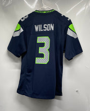 Load image into Gallery viewer, Nike Boys Blue Seattle Seahawks Russell Wilson #3 NFL Football Jersey Sz L 14/16