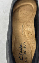 Load image into Gallery viewer, Clarks Womens Emily2 Black Leather Round Toe Slip-On Block Pump Heels Size 8M