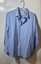 Load image into Gallery viewer, Perry Ellis Portfolio Mens Blue Long Sleeve Slim Fit Dress Shirt Size L 16