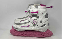Load image into Gallery viewer, Lake Placid Kids White Pink Adjustable Buckle Ankle Inline Ice Skates Size 4