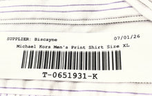 Load image into Gallery viewer, Michael Kors Mens White Blue Striped Cotton Long Sleeve Dress Shirt Size XL