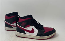 Load image into Gallery viewer, Nike Mens Air Jordan 1 Mid Red White Black Lace-Up Sneakers Shoes Size 8.5