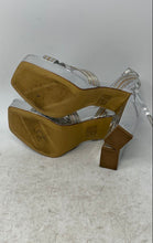 Load image into Gallery viewer, Aldo Womens Nadie Silver Ankle Strap High Block Heels Platform Sandals Size 6