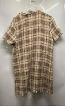 Load image into Gallery viewer, Zara Womens Multicolor Plaid Tweed Frayed Short Sleeve Shift Dress Size Large