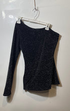 Load image into Gallery viewer, Guess Womens Black Sparkle Long Sleeve One-Shoulder Blouse Top Size Medium