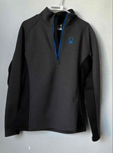Load image into Gallery viewer, Spyder Mens Gray Blue Outline Raglan Sleeve Mock Neck Quarter-Zip Jacket Size M