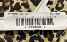 Load image into Gallery viewer, Zara Womens Brown Black Animal Print Side Zip Stretch A-Line Skirt Size Medium
