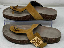 Load image into Gallery viewer, Authentic Tory Burch Womens Brown Leather Thong Sandals Size 4.5M Damaged