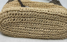 Load image into Gallery viewer, Brighton Womens Leela Beige Crochet Straw Leather Snake Trim Crossbody Handbag