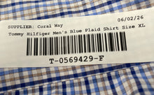 Load image into Gallery viewer, Tommy Hilfiger Mens Blue White Plaid Long Sleeve Dress Shirt Size XL 17 34/35