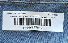 Load image into Gallery viewer, Jordan Craig Mens Blue Denim Jeans Long Sleeve Button Front Jacket Size Medium