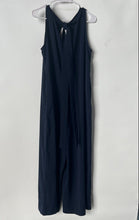 Load image into Gallery viewer, H&M Womens Blue Sleeveless V-Neck Back Tie One-Piece Jumpsuit Size 8