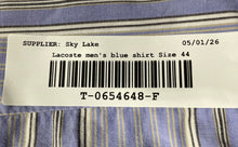Load image into Gallery viewer, Lacoste Mens Blue Striped Short Sleeve Spread Collar Button-Up Shirt Size 44