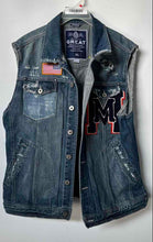 Load image into Gallery viewer, Parish Nation Mens Blue Denim Sleeveless Button Front Distressed Vest Size 3XL