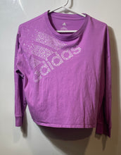 Load image into Gallery viewer, Adidas Girls Purple Logo Print Long Sleeve Loose Fit Pullover T-Shirt Size L 14