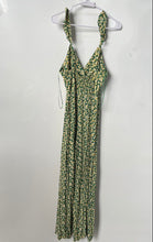 Load image into Gallery viewer, Zara Womens Green & Yellow Floral Sleeveless One-Piece Jumpsuit Size Small