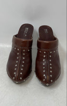 Load image into Gallery viewer, Michael Kors Womens Brown Leather Studded Slip-On Block Mule Heels Size 5.5M