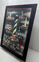 Load image into Gallery viewer, 1980s Fabric Panel From Spring Industries US Lighthouses USA As Wall Art